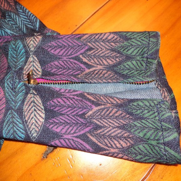 American Eagle Outfitters Stretch Jeggings 4 Leaf/Feather Multicolored Zip Leg - Picture 6 of 16